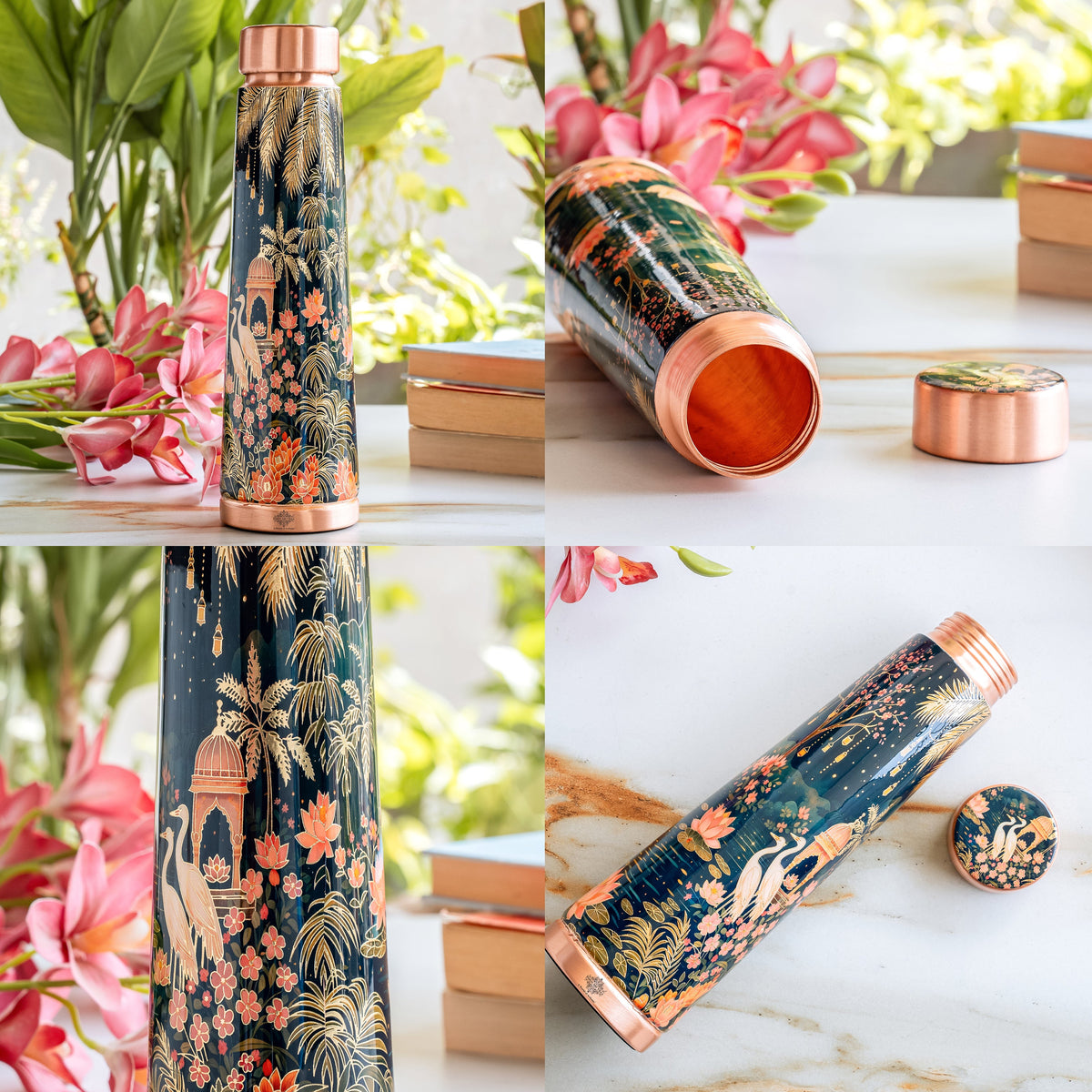 Pure Copper Kalakriti Printed Water Bottle for Daily Use - 750 ML