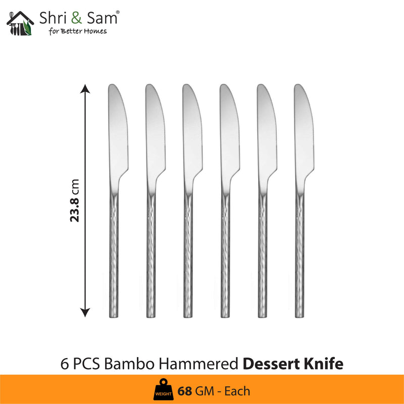 Stainless Steel 24 PCS Cutlery Set Bamboo Hammered
