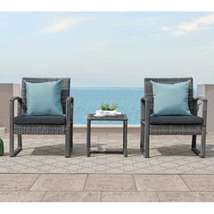 Babun Outdoor Patio Seating Set 2 Chairs and 1 Table Set (Grey)
