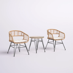 Bella Outdoor Patio Seating Set 2 Chairs and 1 Table Set (Honey)