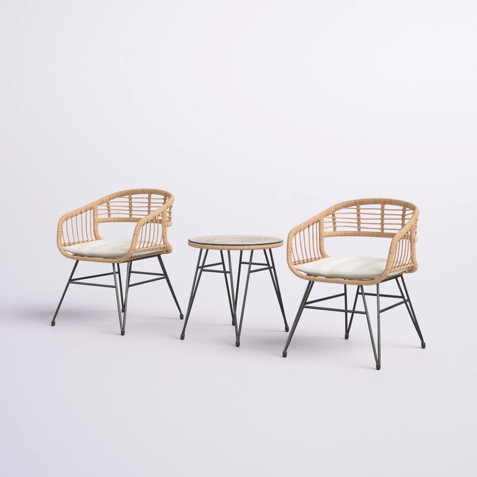 Bella Outdoor Patio Seating Set 2 Chairs and 1 Table Set (Honey)