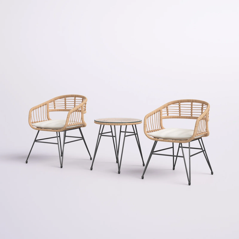 Bella Outdoor Patio Seating Set 2 Chairs and 1 Table Set (Honey)