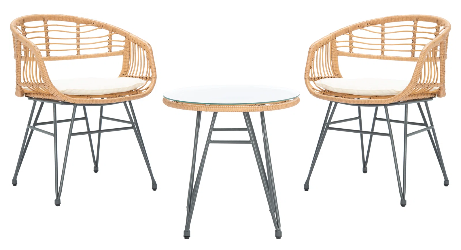 Bella Outdoor Patio Seating Set 2 Chairs and 1 Table Set (Honey)