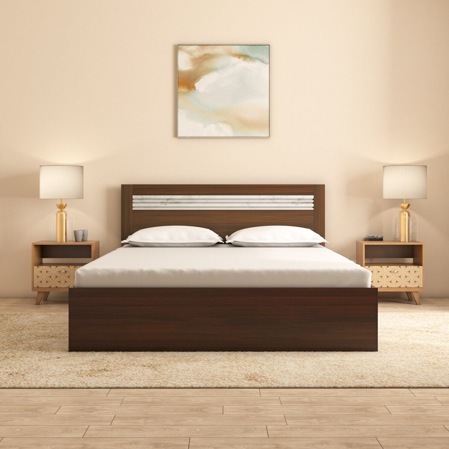 Nilkamal Akin Queen Bed without Storage (Walnut)