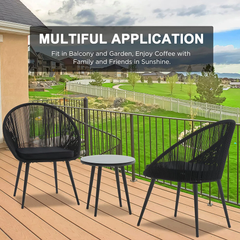 Kaay Outdoor Patio Seating Set 2 Chairs and 1 Table Set (Black)