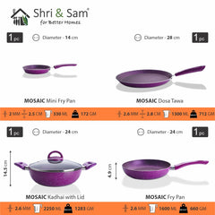 Aluminium 5 PCS Non-Stick Cookware Set Mosaic
