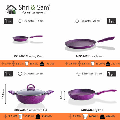 Aluminium 5 PCS Non-Stick Cookware Set Mosaic