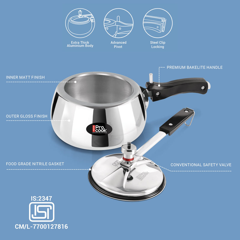 Inner Lid Curve Aluminium Induction Pressure Cooker (Milton Procook)