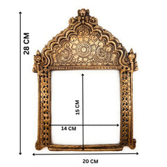 Bhunes Brass Traditional Prabhavali Arch Frame – Wall Hanging Prabhawali for Home Temple Decor | Prabhaval for Deity Idol | Kirtimukha Brass Backdrop, Gold, 11 Inch, 1 Piece