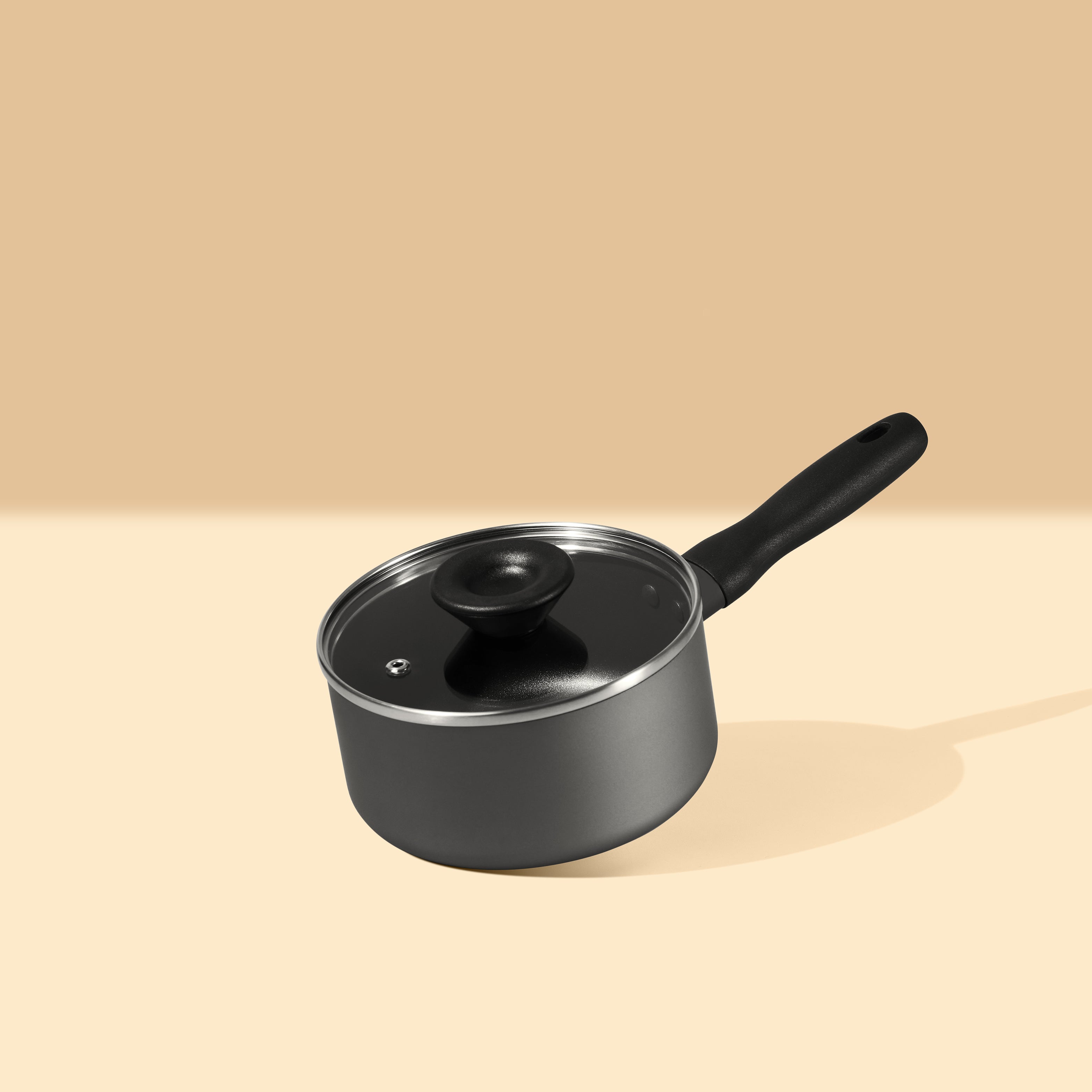 Meyer Bauhaus Nonstick Saucepan with Lid, 16 cm, Dark Grey
