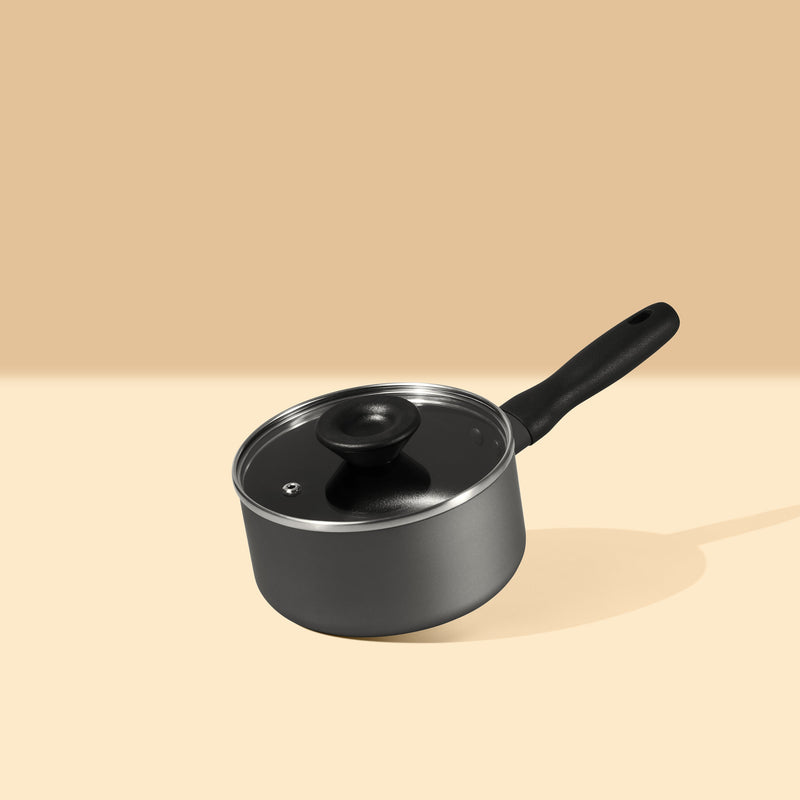 Meyer Bauhaus Nonstick Saucepan with Lid, 16 cm, Dark Grey