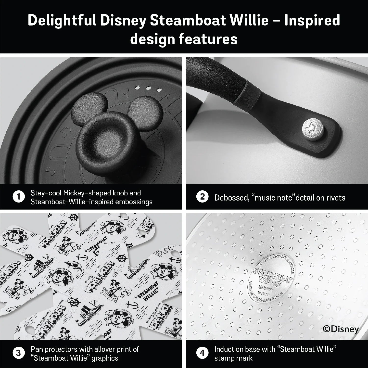 Meyer Disney100 Limited Edition 4 Piece Essential Set ( Nonstick Saucepan + Stockpot + Frypan and Universal Lid )