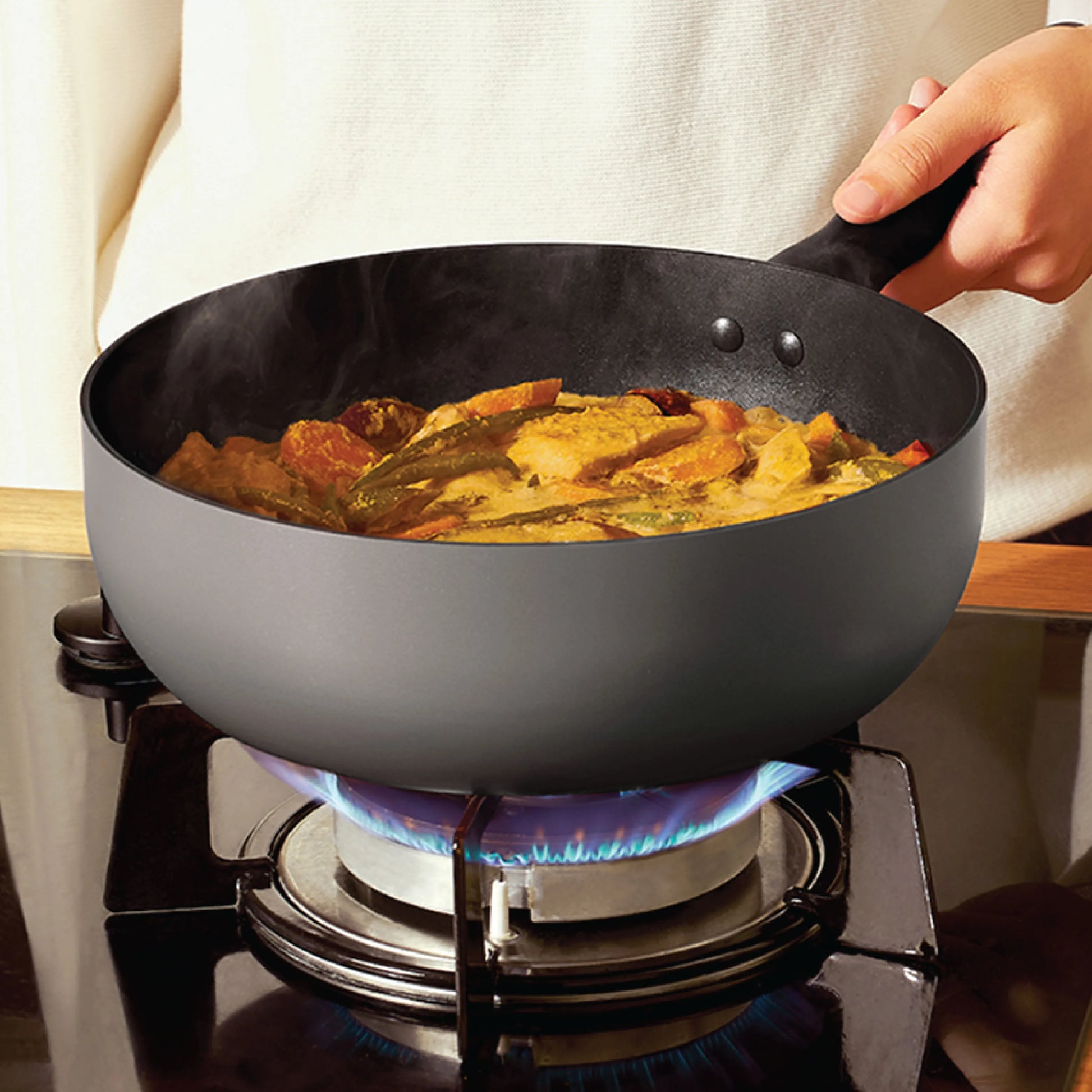Meyer Bauhaus Nonstick Open Saucier, 24 cm, Dark Grey