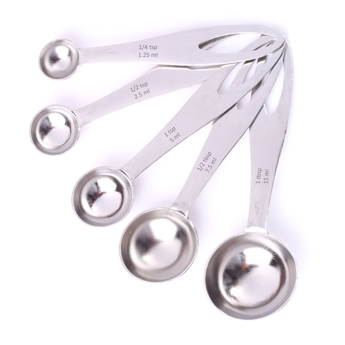 Wonderchef Ambrosia Stainless-steel Measuring Spoons with 5 Engraved Measurements | 1.25ml, 2.5ml, 5ml. 7.5ml, 15ml | Fo
