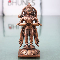 Copper Hanuman Idol Bajrangbali Anjaneya Maruti Sankat Mochan Murti Pooja Statue Home Decor, Brown, 3.5 Inch, 1 Piece