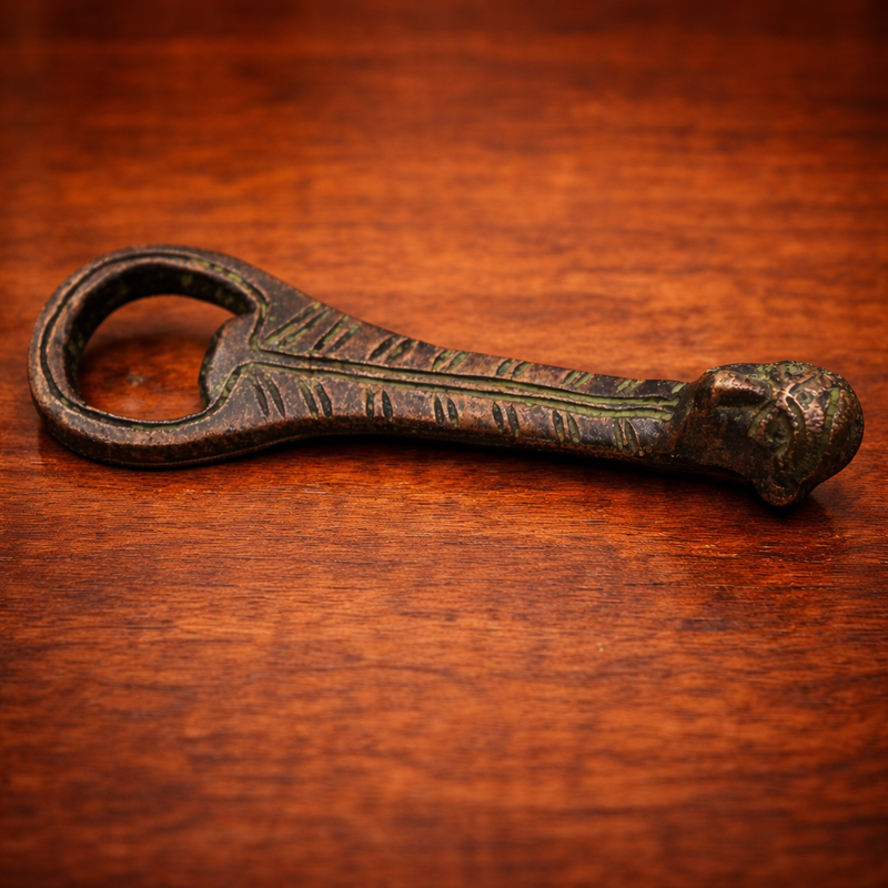 Bhunes Brass Bastar Art Bottle Opener, Tribal Handmande Opener,Gold, 4 Inch, 1 Piece