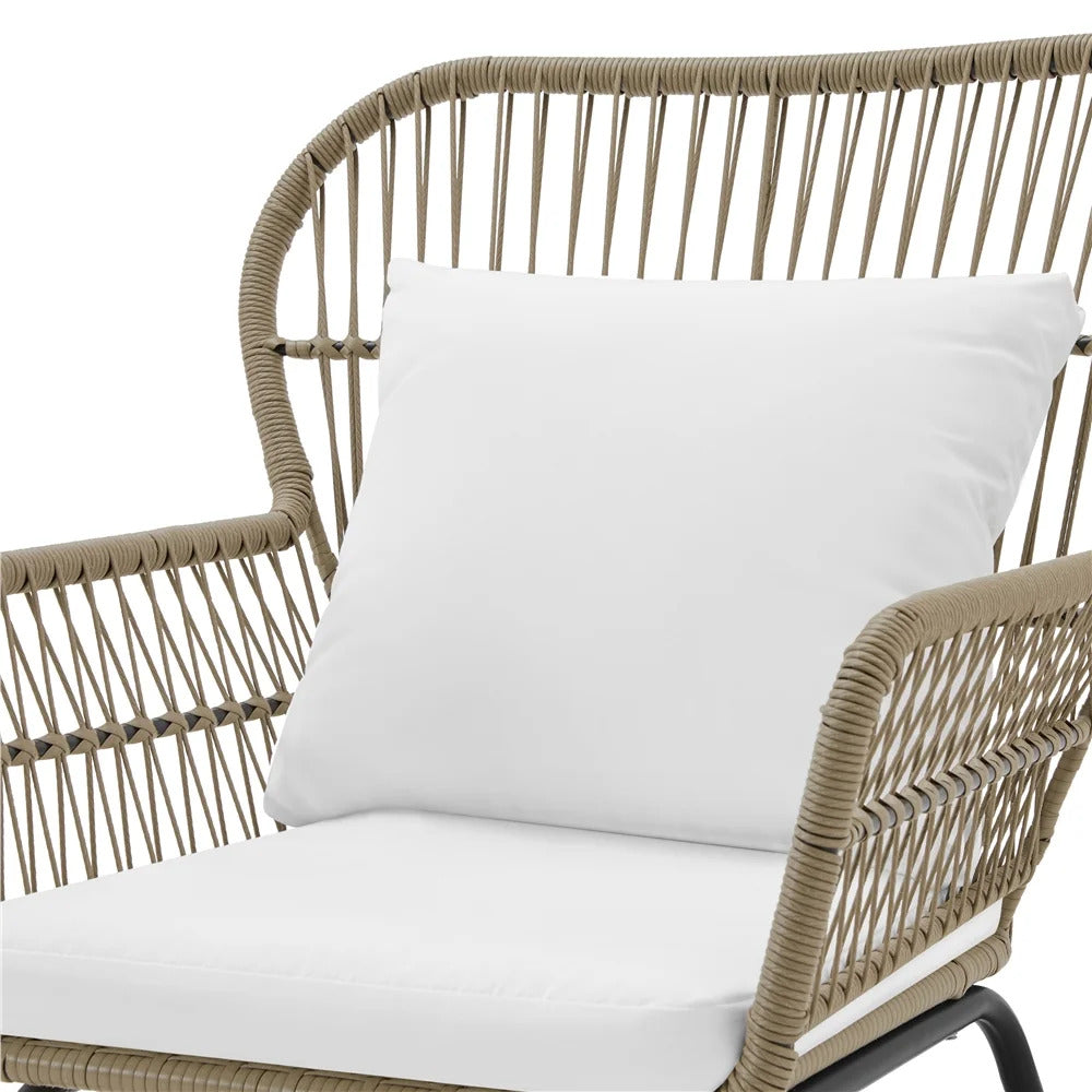 Sigma Outdoor Patio Seating Set 2 Chairs and 1 Table Set (Cream)