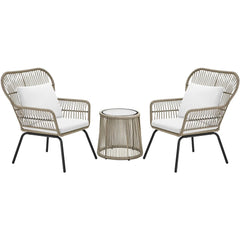 Sigma Outdoor Patio Seating Set 2 Chairs and 1 Table Set (Cream)