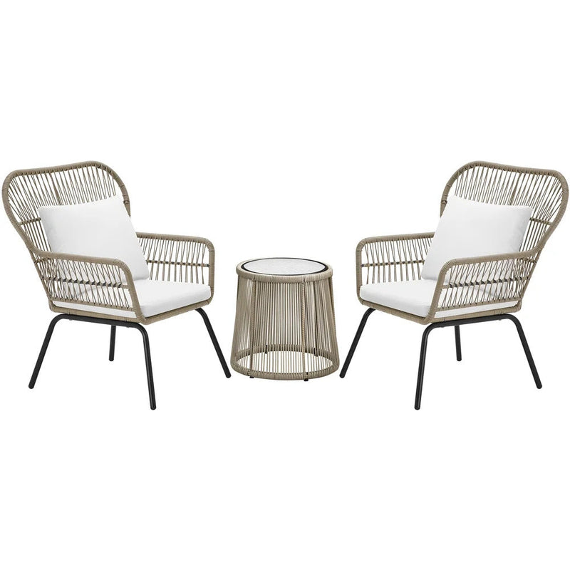 Sigma Outdoor Patio Seating Set 2 Chairs and 1 Table Set (Cream)