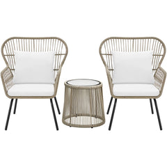 Sigma Outdoor Patio Seating Set 2 Chairs and 1 Table Set (Cream)