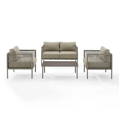 Zita  Outdoor Sofa Set 2 Seater, 2 Single seater and 1 Center Table (Light Brown) Braided & Rope
