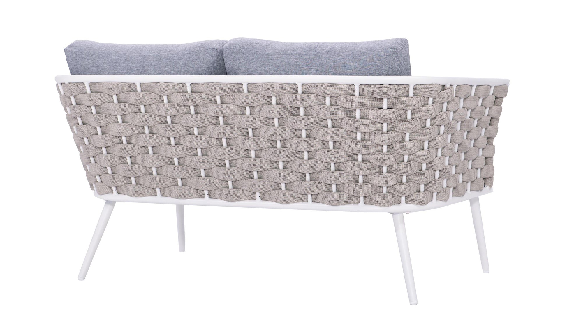 Pozen Outdoor Garden Balcony Sofa Set  2 Seater, 2 Single seater and 1 Center Table Set, Braid & Rope (White + Cream)