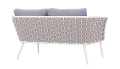 Pozen Outdoor Garden Balcony Sofa Set  2 Seater, 2 Single seater and 1 Center Table Set, Braid & Rope (White + Cream)