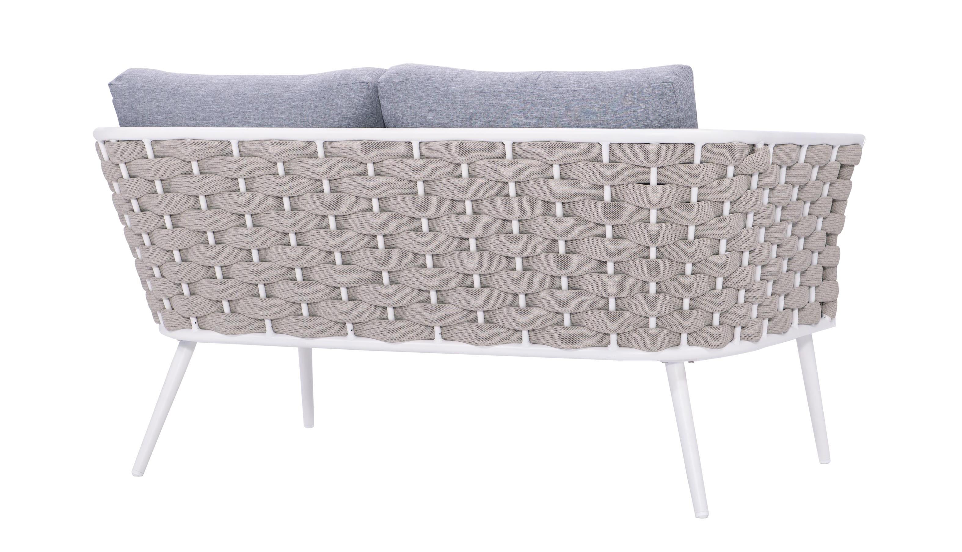 Pozen Outdoor Garden Balcony Sofa Set  2 Seater, 2 Single seater and 1 Center Table Set, Braid & Rope (White + Cream)