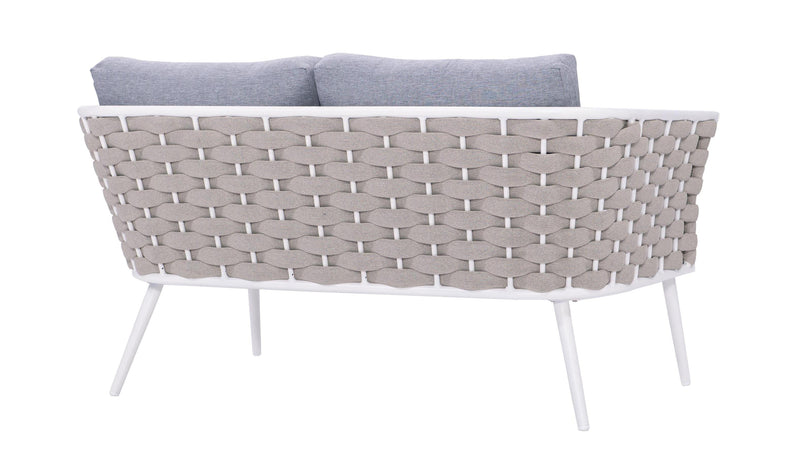 Pozen Outdoor Garden Balcony Sofa Set  2 Seater, 2 Single seater and 1 Center Table Set, Braid & Rope (White + Cream)