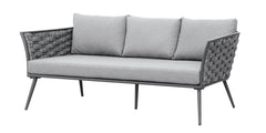 Klorix Outdoor Garden Balcony Sofa Set 3 Seater, 2 Single seater and 1 Center Table Set, Braid & Rope (Grey)