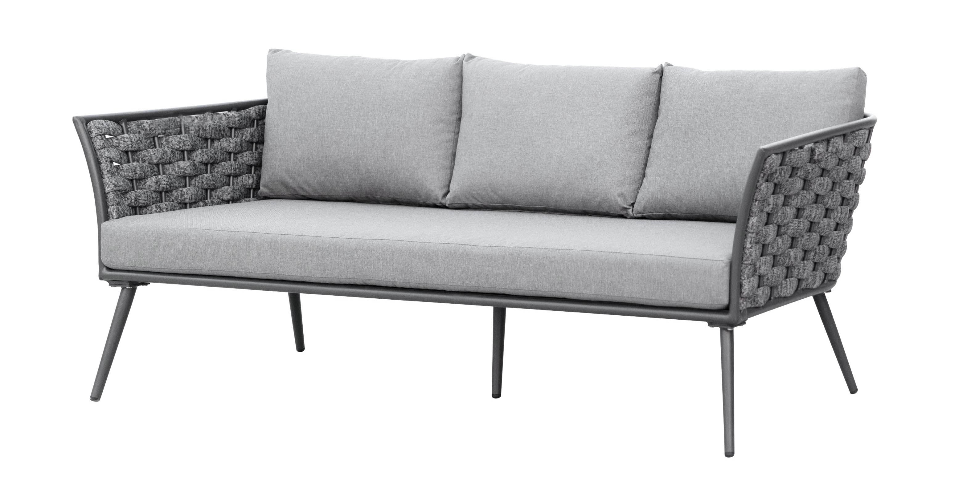Klorix Outdoor Garden Balcony Sofa Set 3 Seater, 2 Single seater and 1 Center Table Set, Braid & Rope (Grey)