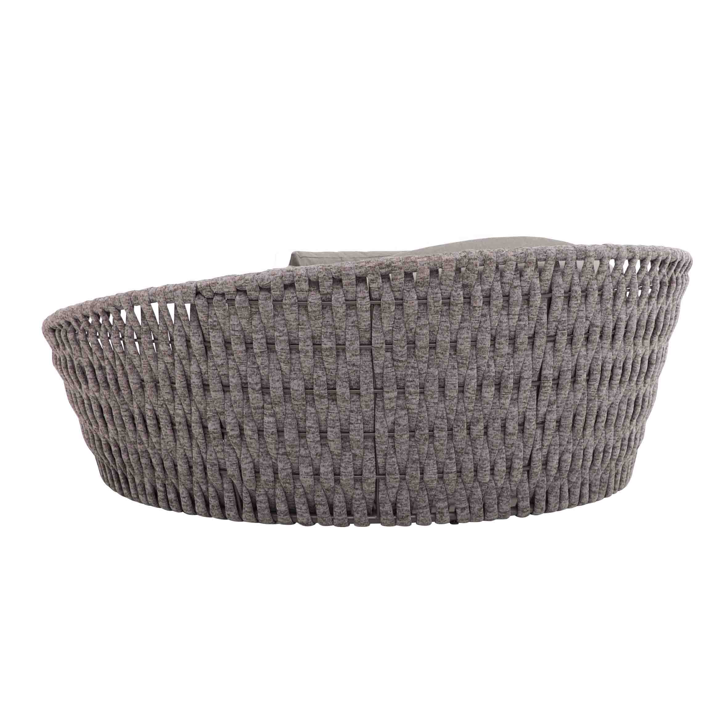 Cleri Outdoor Poolside Sunbed With Cushion Daybed (Dark Grey) Braided & Rope