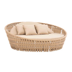 Neck Outdoor Poolside Sunbed With Cushion Daybed (Tan) Braided & Rope