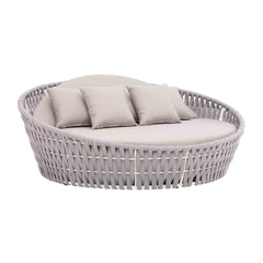 Cuba Outdoor Poolside Sunbed With Cushion Daybed ( Light Grey) Braided & Rope