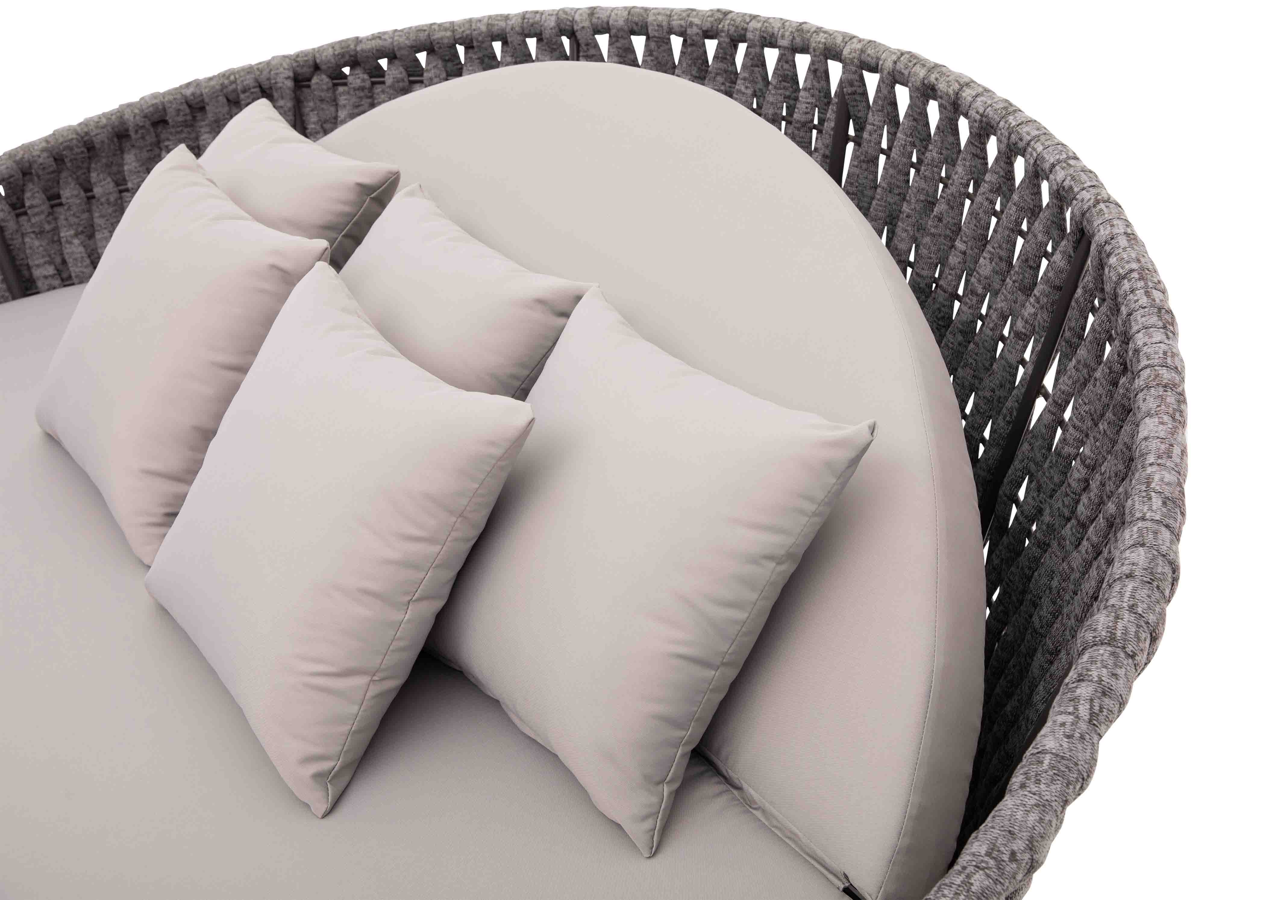 Cleri Outdoor Poolside Sunbed With Cushion Daybed (Dark Grey) Braided & Rope