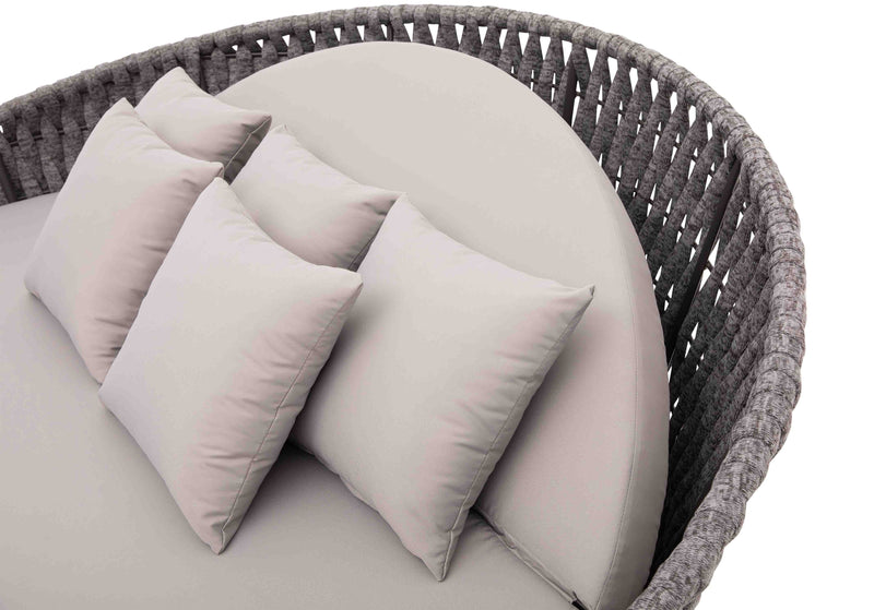Cleri Outdoor Poolside Sunbed With Cushion Daybed (Dark Grey) Braided & Rope