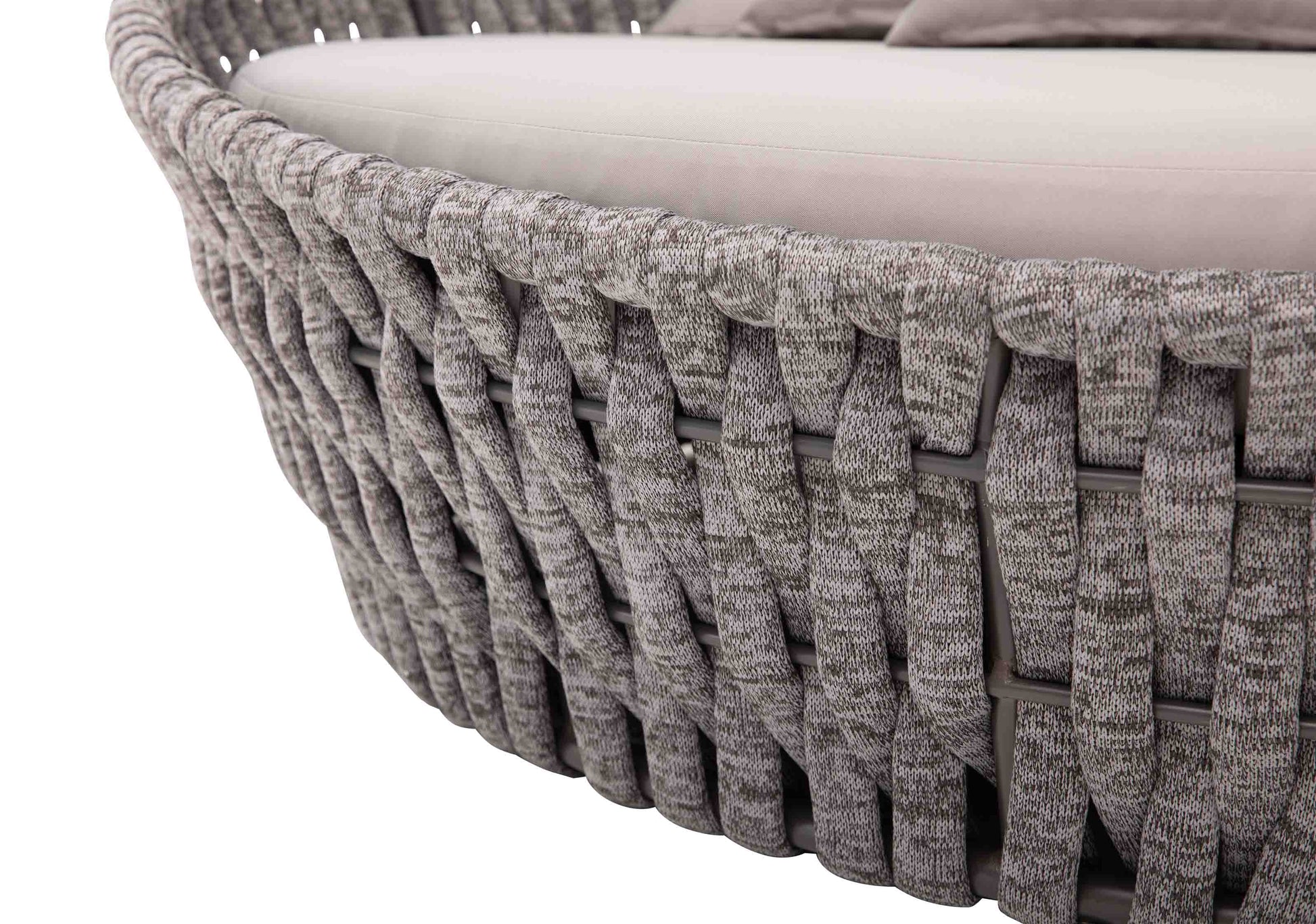 Cleri Outdoor Poolside Sunbed With Cushion Daybed (Dark Grey) Braided & Rope