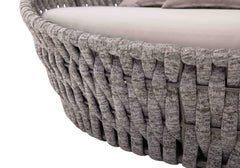 Cleri Outdoor Poolside Sunbed With Cushion Daybed (Dark Grey) Braided & Rope