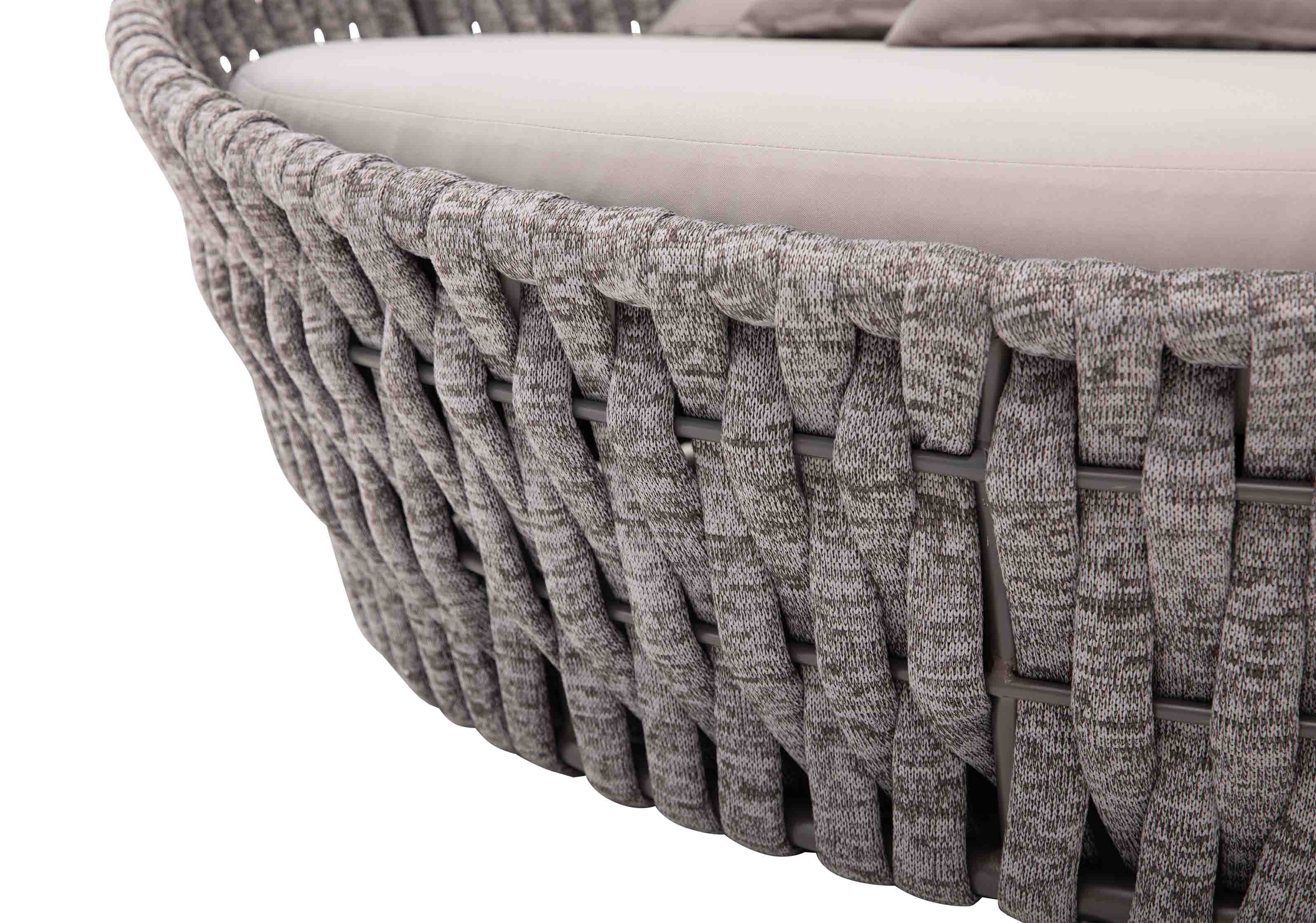 Cleri Outdoor Poolside Sunbed With Cushion Daybed (Dark Grey) Braided & Rope