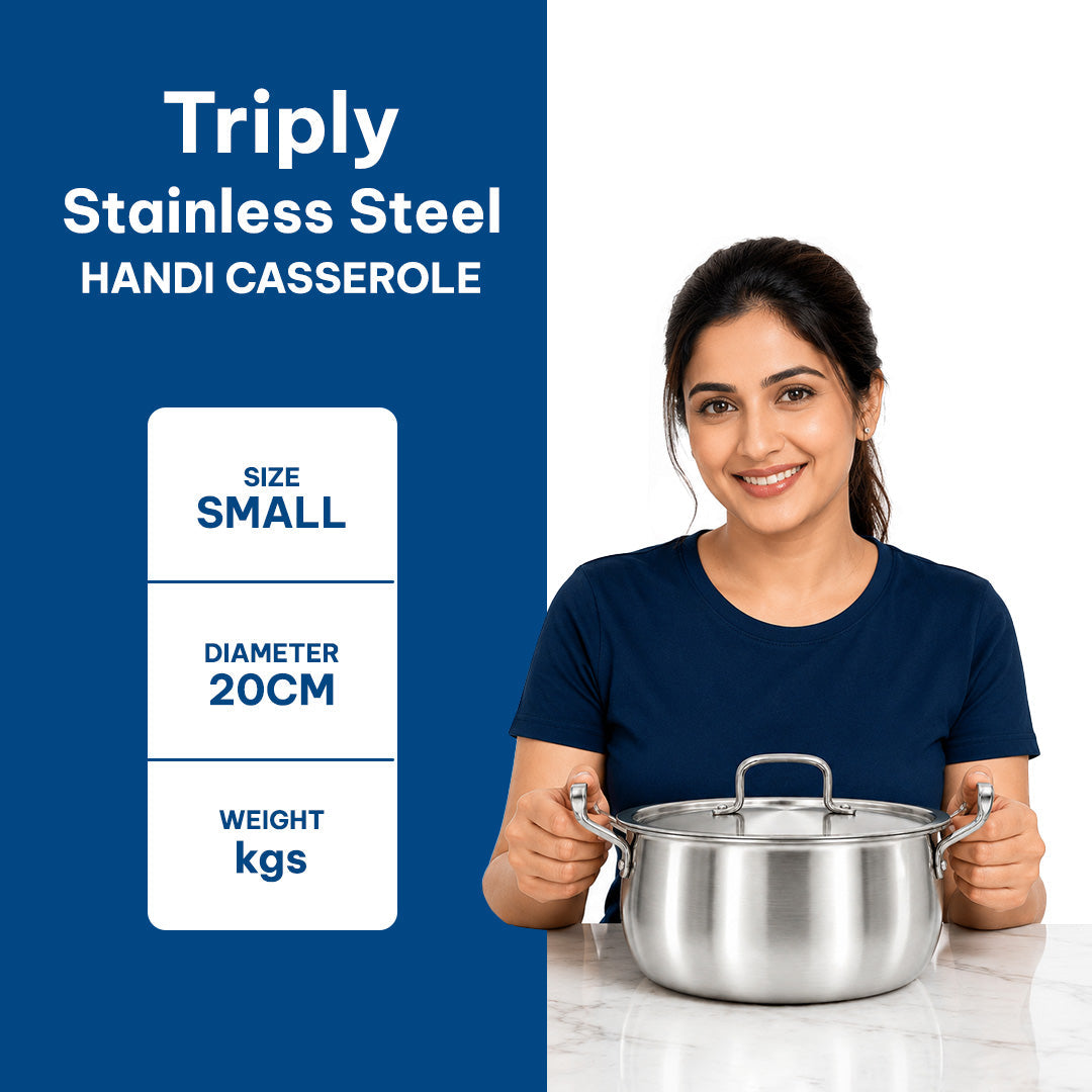 SOLARA Triply Handi Casserole with SS Lid - 20 cm