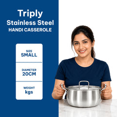 SOLARA Triply Handi Casserole with SS Lid - 20 cm