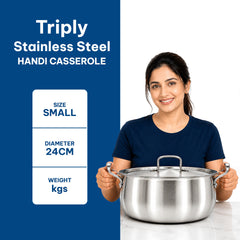 SOLARA Triply Handi Casserole with SS Lid - 20 cm