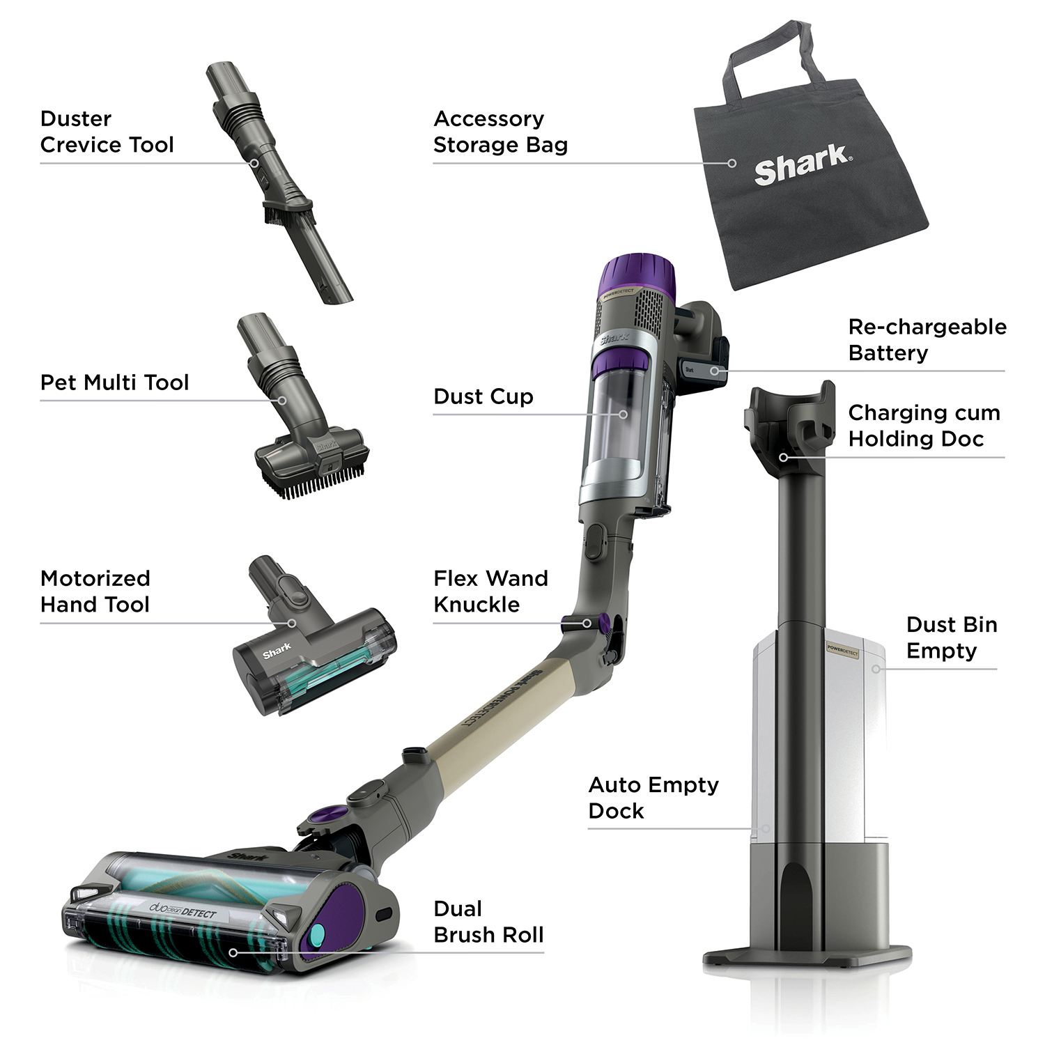 Shark PowerDetect Clean & Empty Cordless Stick Vacuum (IP3251INT) | Auto-Charging and Auto Empty Dock