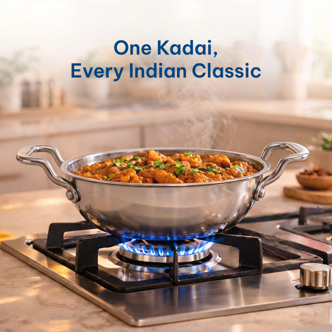 TriPly Stainless Steel Kadai with Lid