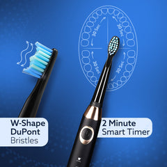 AGARO COSMIC MAX Sonic Electric tooth brush for adults with 5 modes, 7 brush heads, 1 Interdental head and rechargeable with 4 hours charge lasting up to 25 days (Black)-6