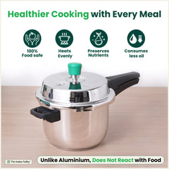 QuicKooker Tri-Steel Stainless Steel Pressure Cooker, Premium Quality, 3 Layer Heavy Bottom, 100% Safe, ISI Certified, 3 Yr Warranty, Induction & Gas, 3/5 L