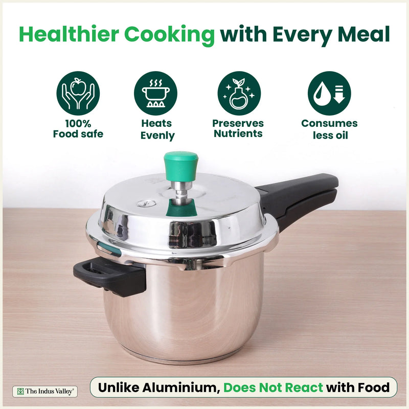 QuicKooker Tri-Steel Stainless Steel Pressure Cooker, Premium Quality, 3 Layer Heavy Bottom, 100% Safe, ISI Certified, 3 Yr Warranty, Induction & Gas, 3/5 L