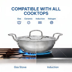 TriPly Stainless Steel Kadai with Lid