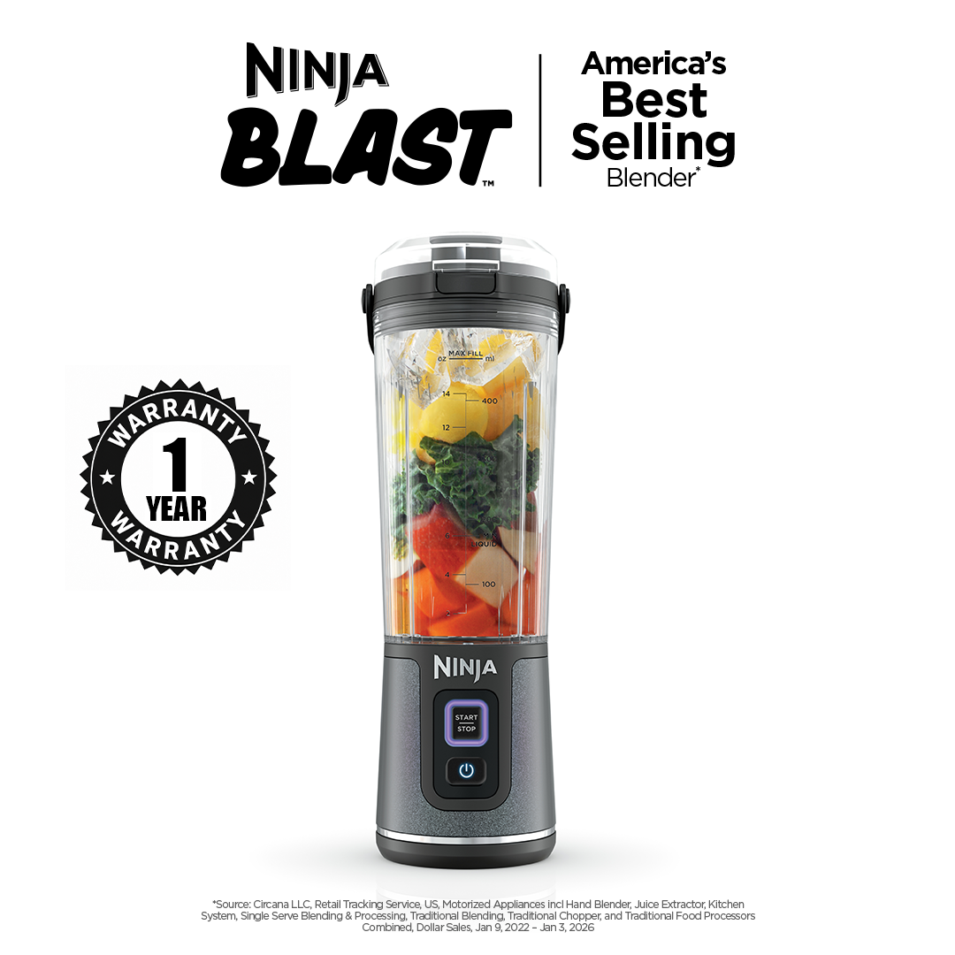 Ninja Blast Portable Cordless Blender (BC151IN) | 530ml, USB-C Rechargeable | Leak-Proof Lid