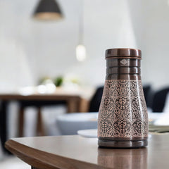 Pure Copper Embossed Bedroom Bottle With Inbuilt Glass